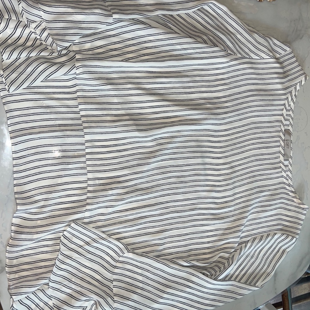 LOFT White Blouse with Black Pinstripes - Picture 5 of 7